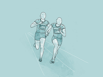 Runners baton business illustration lean relay report runners sketch team track watercolor