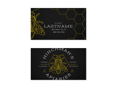 Hinchman's Apiaries (Business Card) apiaries bee business card honey honeycomb illustration line work lockup logo technical