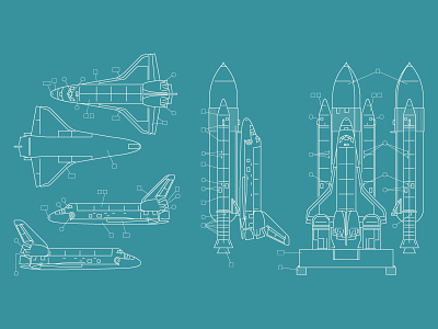 Space Shuttle Blueprint blueprint callouts illustration leankit line line work shuttle space