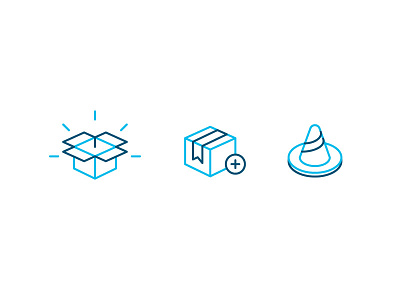 3D Icons 3d blue box cone cube icons illustration line work simple