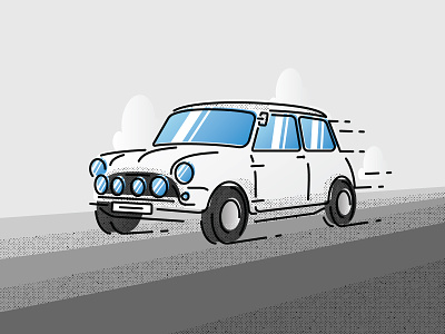 Mini Cooper Sport (Detail) car cloud color bars cooper creative fast fun halftone icon illustration line art line work mini mini cooper speed texture