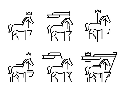 Horse animal branding carousel crown flag fun horse icon illustration line art line work pony
