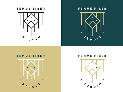 Femme Fiber Logo branding design fiber icon illustration line work logo macramé studio