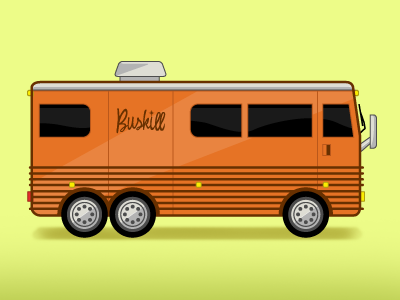 Buskill bus buskill illustration knocking rocking tour yellow
