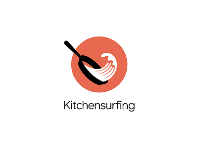 Kitchensurfing Logo frying kitchen logo mark pan skillet start up wave
