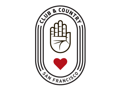 Club And Country badge bag black club country futbol hand heart logo red soccer