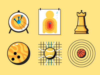 Blind Sports ball blind chess icons illustration shooting sports uk wired yellow