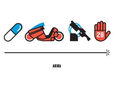 Akira, Four Icon Challenge blue four icon challenge icons illustration logos red