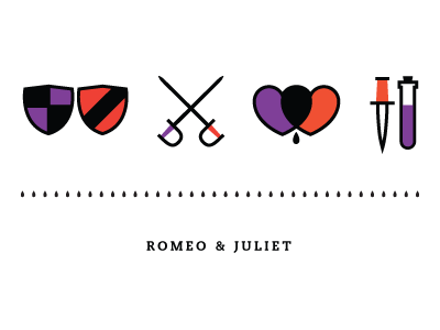 Romeo & Juliet classics homage icons illustration play story
