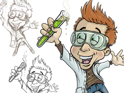 Science Kid basso cartoon character illustration illustrator lawnz lawrence pencil vector