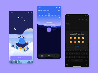 Diary Mobile Application app concept design diary mobile shop ui ux