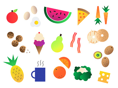 Dribbble Diet food fruits illustration junkfood vector veggies