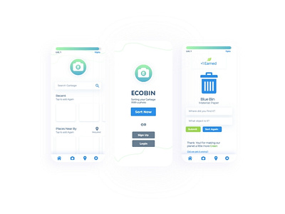 Ecobin app app ui app ui ux eco eco friendly gradient green app ui userinterface ux uxui