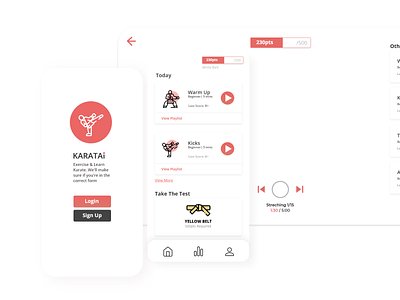 KARATAI Web App app design app ui exercising app karate minimal ui red ui ui ux website wep app
