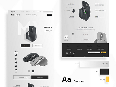 Landing page for MX Master 3 mouse colors dailyui design minimal typography ui ux web website