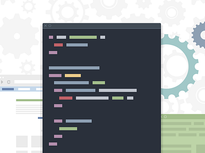 Web Development browser coding cog developer flat graphic illustration text web
