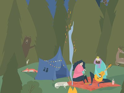 Camping and Fire -Outdoor design illustration illustration design vector