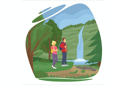 Couple Hiking design illustration illustration design vector