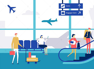 Airport design illustration illustration design typography vector