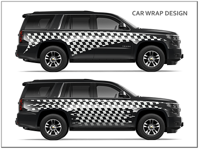 Car Chevy car car wrap car wrap design checked flag chevy tachoe design