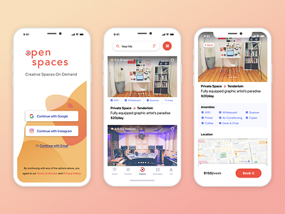 Open Spaces UI app design ui ux