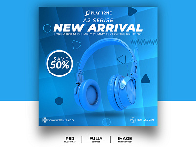 Social Media Banner, Template, Poster banner headphone instagram post instagram template poster social media social media banner social media post template social media poster social media template socialmedia