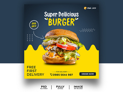 Social Media Banner, Poster, Template 2d 3d adobe illustrator adobe photoshop adobe xd advertising banner brand design branding burger ecommerce event food food banner food poster instagram post post poster product design social media banner