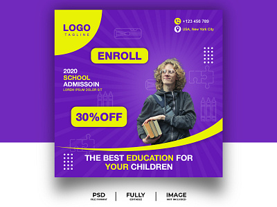 Social Media Banner, Template, Poster. 2d 3d adobe illustrator adobe photoshop adobe xd advertise advertising background banner brand design branding daily event kids poster promotion school social media banner