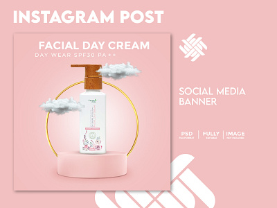 Social Media Banner. Poster, Lady Product, Face wash