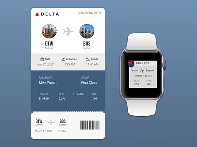 Daily UI: Boarding Pass apple watch daily ui dailyui design mobile
