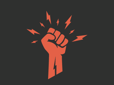 emPower! black fist grey hand icon lightning bolt logo orange power