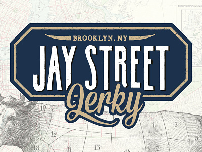 Jay Street Jerky logo concept beef blue brooklyn concept hipster jerky logo meat script