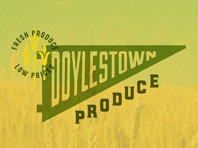 Doylestown Produce - Alternate Brand Logo corn farmers market logo old organic pennant produce truck typography vegetables