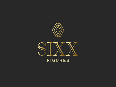 Six Figures Logo bodoni diamond expensive gold high end negative shape space