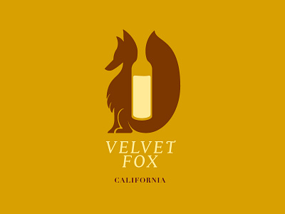 Velvet Fox animal branding california fox logo negative space serif wine