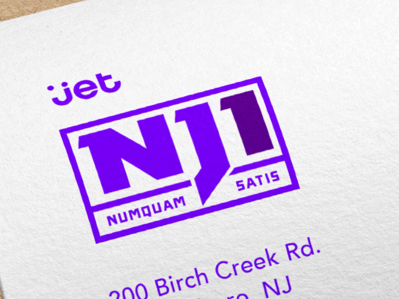 NJ1 Logo brand clean flag futuristic jet.com logo mock up nj shipping