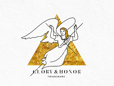 Glory & Honor Trademark angel foil gold illustration line logo simple wings