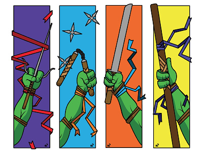 TMNT Weapons Posters comics donatello illustration leonardo michaelangelo ninja turtles posters raphael