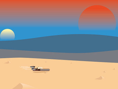 Landspeeder on Tatooine, Cropped illustration landspeeder poster star wars tatooine