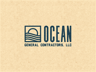 Ocean Logo branding line logo simple square sun waves