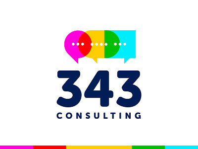 343 Consulting Agency Logo branding bright colorful conversation creative fun logo speech visual identity