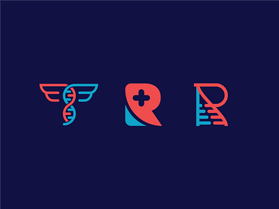 Healthcare Logo Ideas blue caduceus dna logo mark plus r red rna simple