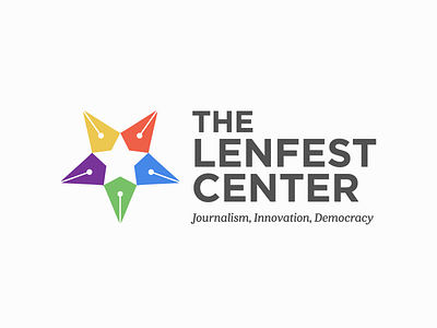 Lenfest Center Logo Design journalism negative space pen tip