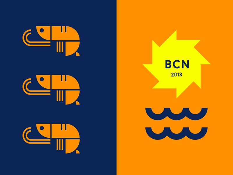 Barcelona Illustrations on Vacation fun geometric holiday illustration prawn sunshine vacation