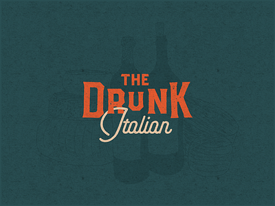 The Drunk Italian bartender branding fun green logo mark orange script serif spirits type wine