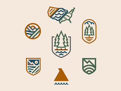 NAWPA Logo Collection logo minimal mountains nature north america parks rivers shield simple tree