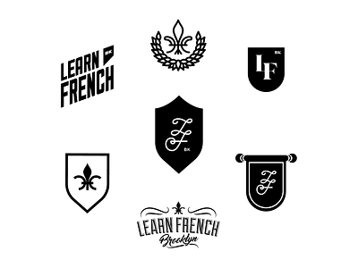 Learn French Logo Collection fleur-de-lis logo minimalist monogram shield simple