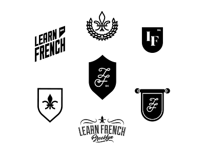 Learn French Logo Collection fleur de lis logo minimalist monogram shield simple