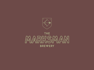 The Marksman Brewery archer arrow bow branding color logo natural negative space neutral shield typography