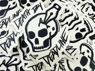 "Death by Deadline" Stickers - 3 Pack for sale freelance fun illustration illustrator skeleton skulls sticker stickers